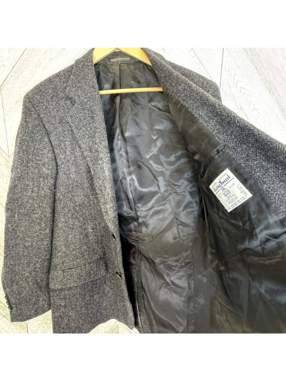 Vintage Harris Tweed Blazer Sport Coat Jacket Mens Size 42R Charcoal Gray Wool - Picture 6 of 8